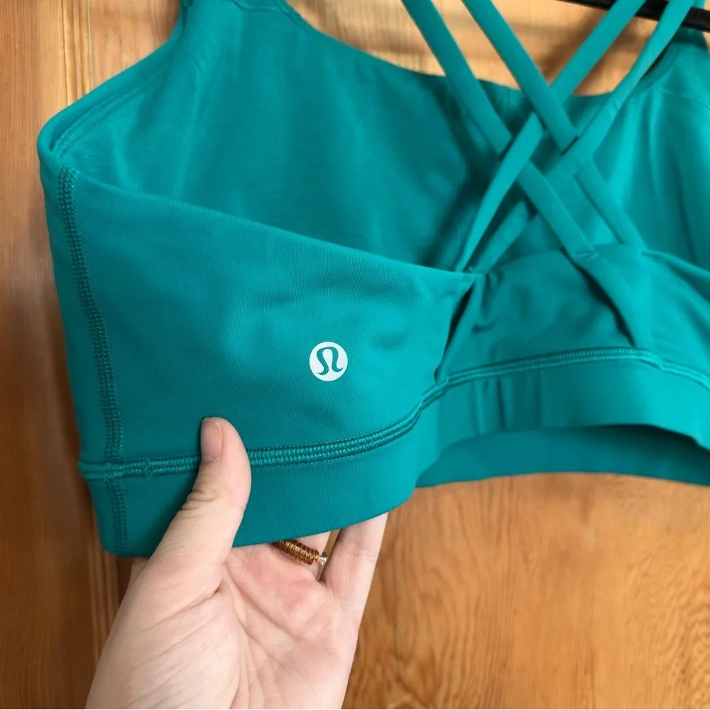 lululemon energy strappy back medium support sport bra in sonic teal 2025